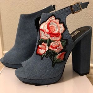 Cape Robbin embroidered block heels